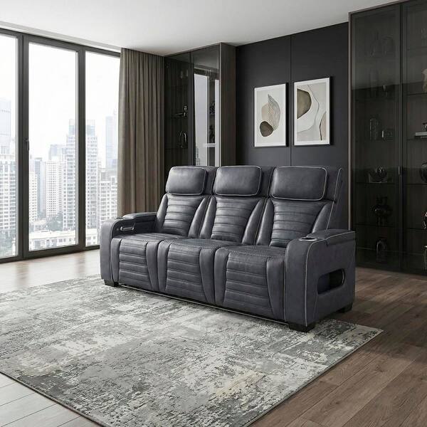 家具 BISARA with Lazzara Danio 76 in. W 2-tone Brown Faux Leather Double Glider