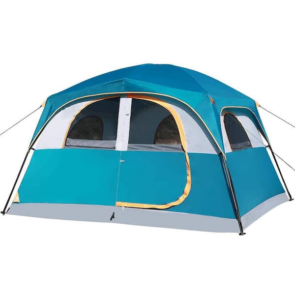 Camping Tent 10 ft. x 9 ft. Blue 6 Person Waterproof Windproof Double Layer Family Camping