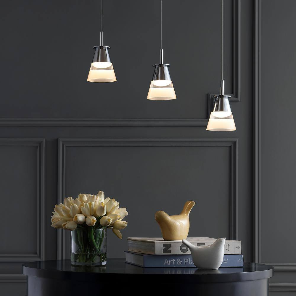 Alain 19.5" Chrome Glass LED Pendant Light