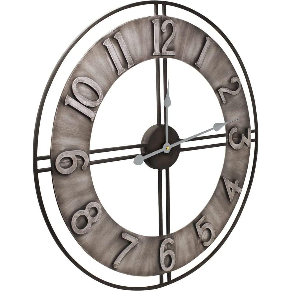 Sorbus 24" Distressed Gray Oversized Metal Wall Clock