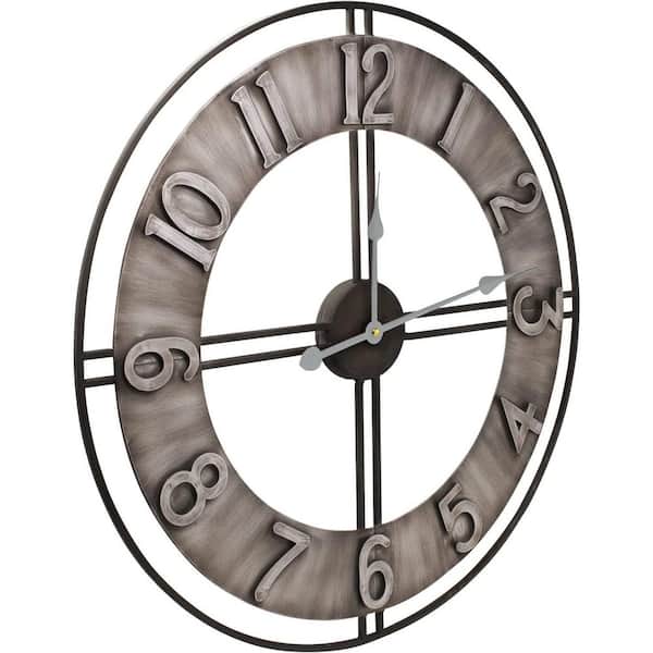 Sorbus 24 Wall Clock - Gray Metal