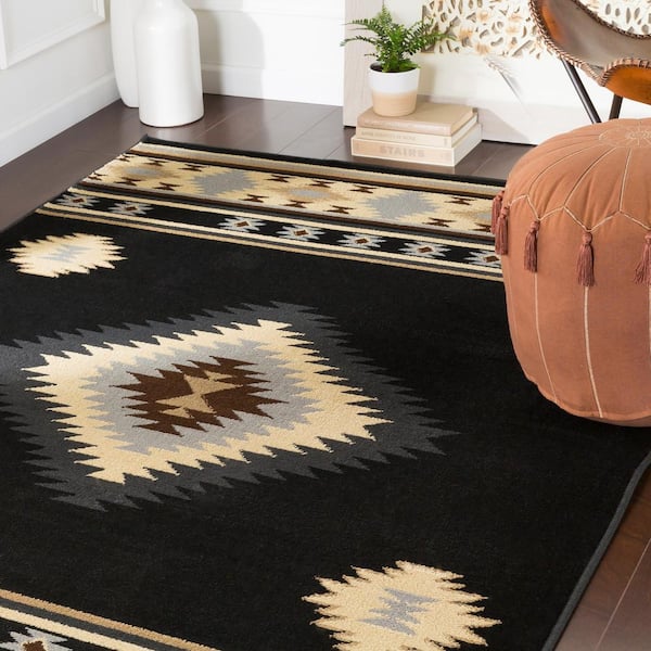 Sora Black 8 ft. 10 in. x 12 ft. 9 in. Area Rug