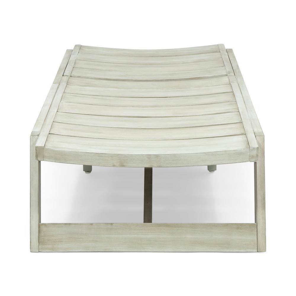 Light Gray Wash Acacia Wood Outdoor Chaise Lounge Set
