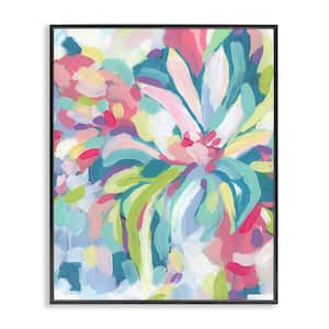 Modern Bold Flower Strokes by June Erica Vess Black Framed Abstract Giclee Art Print 30 in. x 24 in.