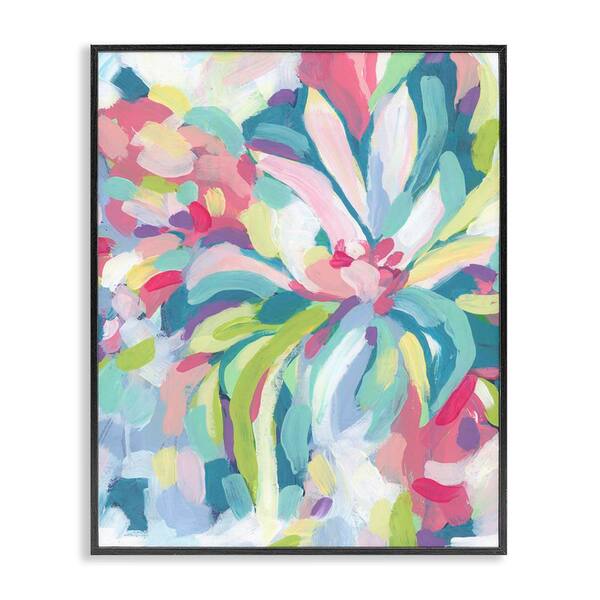 Modern Bold Flower Strokes by June Erica Vess Black Framed Abstract Giclee Art Print 30 in. x 24 in.