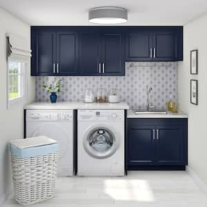 Devon 101 in. W x 89.5 in. H x 24 in. D Painted Blue Shaker Laundry Cabinet Bundle