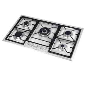 36 in. Built-in LPG Natural Gas Cooktop in Stainless Steel with 5 Sealed Burners