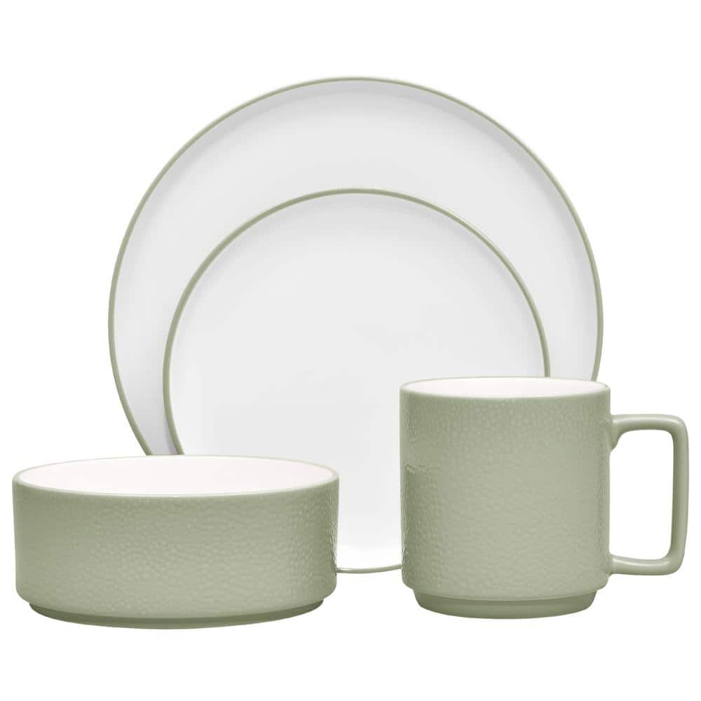 Noritake Colortex Stone Sage Green Porcelain 4-Piece Place Setting (Service  for 1) G030-04B - The Home Depot