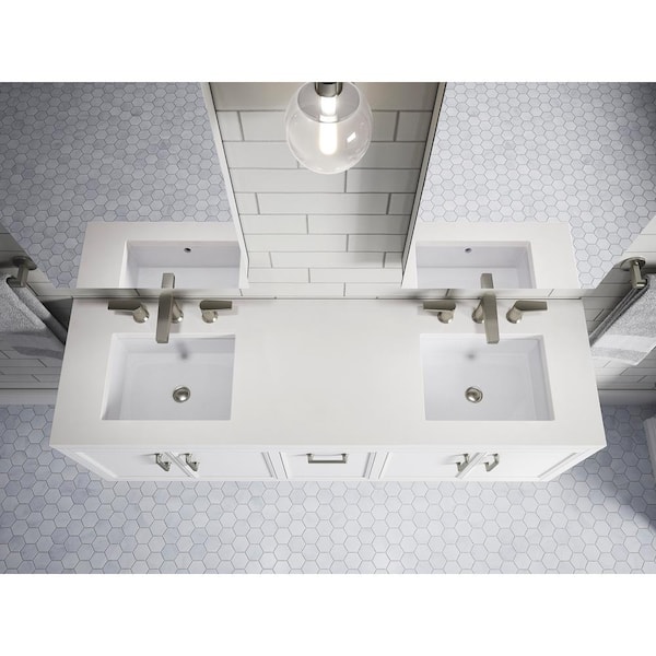 KOHLER Winnow 60.13in. Double Sink Freestanding White Bath Vanity with White Quartz Top Assembled