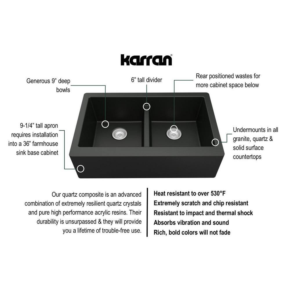 Brown Quartz Double Bowl Farmhouse Apron Front Kitchen Sink Kit