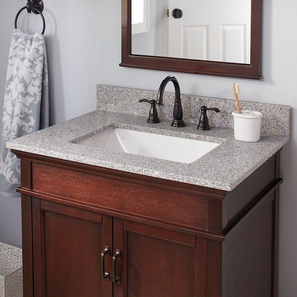 Home Decorators Collection 31 In W X 19 D Napoli Single Granite Vanity Top With Undermount Sink 32196 The Depot - Home Depot Bathroom Vanity With Sink And Faucet