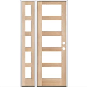 46 in. x 96 in. Modern Hemlock Left-Hand/Inswing Clear Glass unfinished Wood Prehung Front Door with Left Sidelite