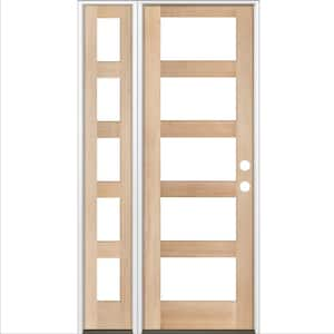 50 in. x 96 in. Modern Hemlock Left-Hand/Inswing Clear Glass unfinished Wood Prehung Front Door with Left Sidelite