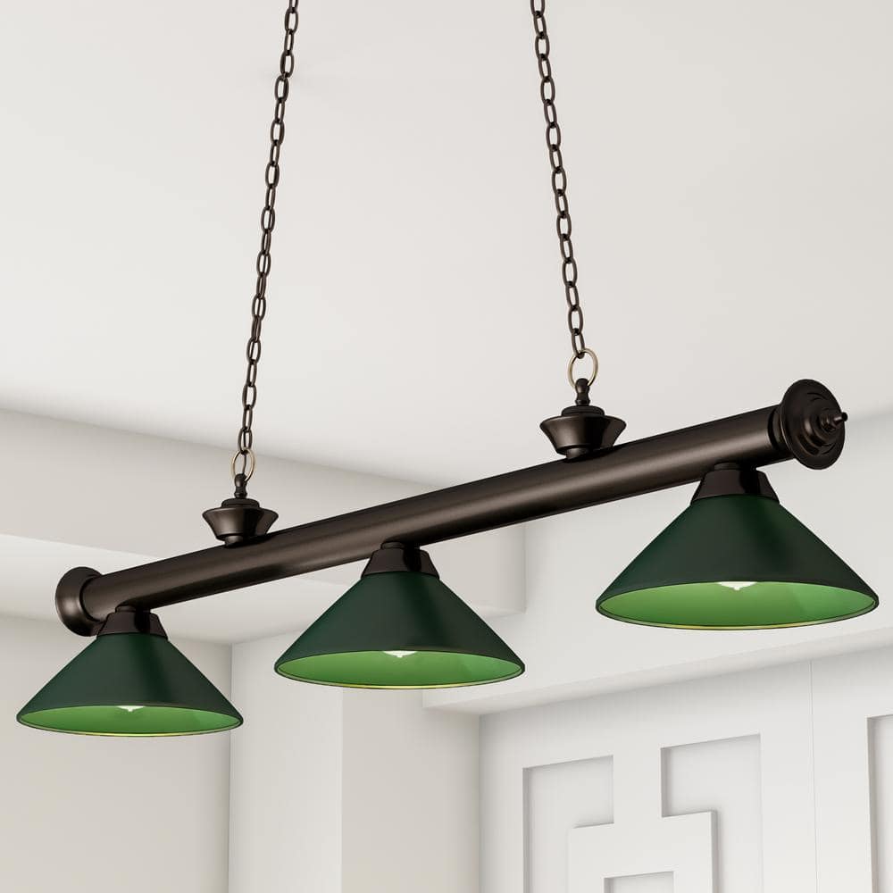 Riviera 57" Bronze Finish Island Light with Fluted Golden Mottle Shades