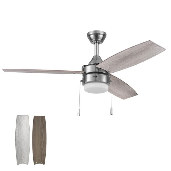 Honeywell Berryhill 48 in. Color Changing LED Dual Mount Brushed Nickel Ceiling Fan with 3 Reversible Blades and Pull Chains