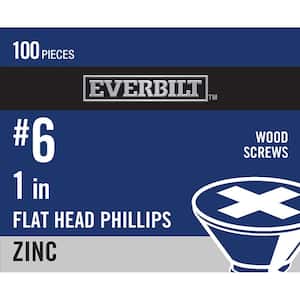 #6 x 1 in. Zinc Plated Phillips Flat Head Wood Screw (100-Pack)