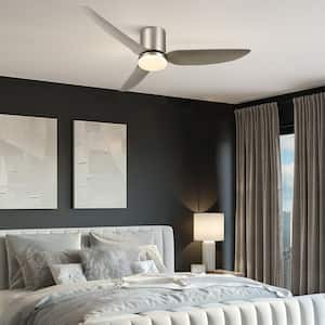 52 in. LED Indoor Brushed Nickel Smart Ceiling Fan with Dimmable Light Kit and Remote