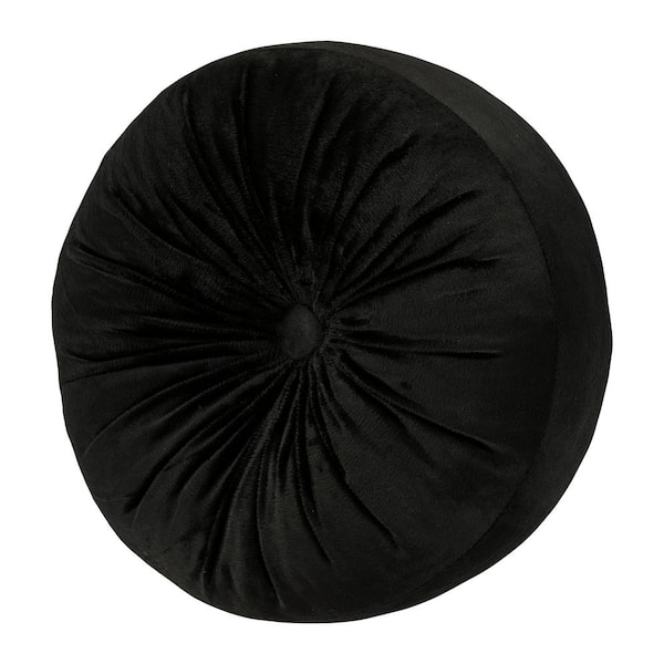J QUEEN NEW YORK INC Montecito Black Polyester Tufted Round Decorative Throw Pillow 15 x 15 in.