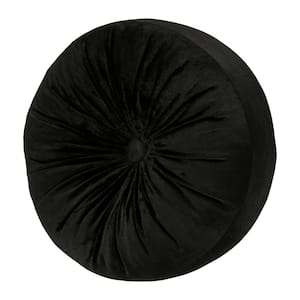 Montecito Black Polyester Tufted Round Decorative Throw Pillow 15 x 15 in.