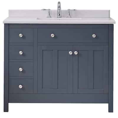 Newcastle 42 in. W Bath Vanity in Dark Charcoal with Cultured Marble Vanity Top in White with White Basin