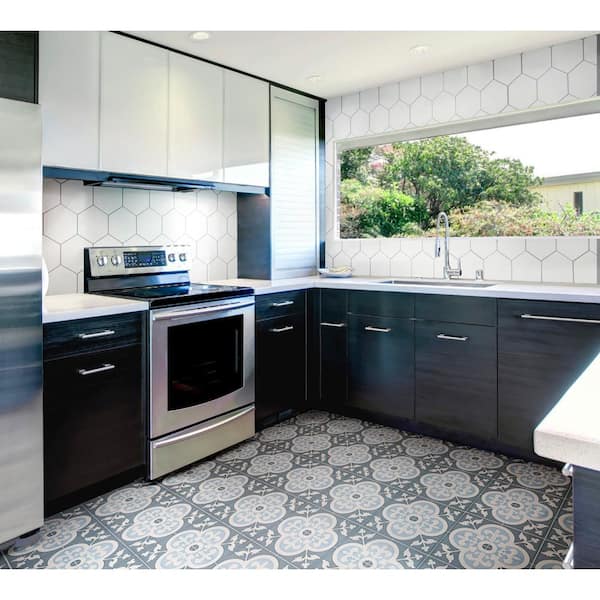 Hexatile Glossy Blanco 7 in. x 8 in. Porcelain Wall Tile (7.5 sq. ft./Case)