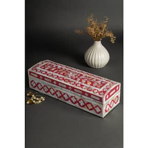 Jodhpur Mother of Pearl Decorative Box - Burgundy 12 in.