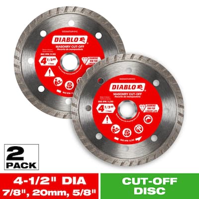 DIABLO 4-1/2 in. Turbo Rim Masonry Diamond Cut Off Blade Value Pack (2-Pack) DDD045TUR1VP