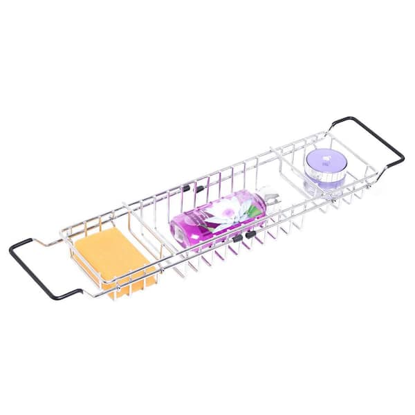 Expandable Metal Bathtub Caddy with Rubber Handles