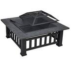Maxwell 31 in. W x 16 in. H Square Steel Deep Wood Burning Bowl Fire Pit with Cover