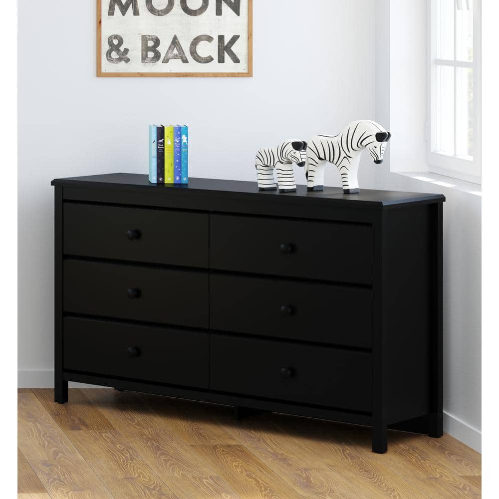 Alpine 6-Drawer Double Nursery Dresser in Black - GREENGUARD Certified