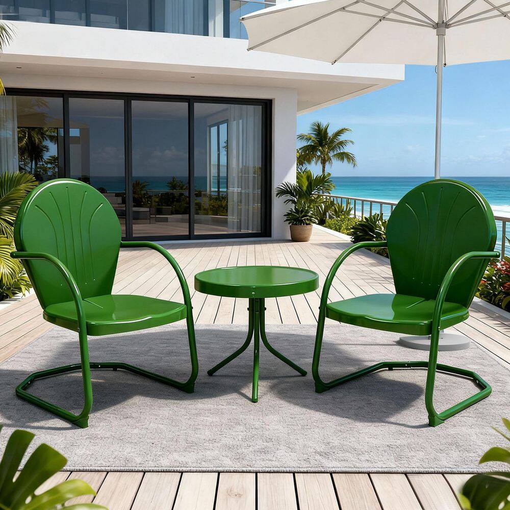 Green 3-Piece Wrought Iron Bistro Set-Vintage Outdoor Patio Table and 2 Chairs price history on PriceWatchPro