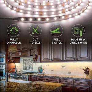 16 ft. LED AC Dimmable White Tape Light Kit Under Cabinet Light
