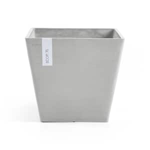 Rotterdam 10 in. White Grey Premium Sustainable Planter ( with Reservoir)