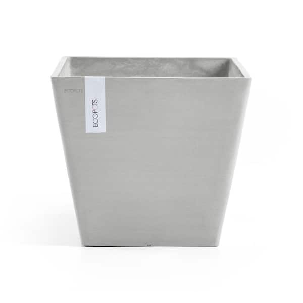 O ECOPOTS BY TPC Rotterdam 10 in. White Grey Premium Sustainable Planter ( with Reservoir)