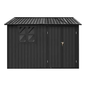 8 ft. W x 6 ft. D Black Metal Shed with Window and Vents (48 Sq. Ft.)