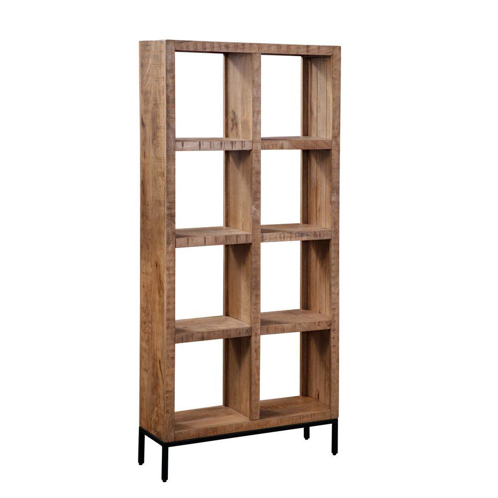 Martin Svensson Home Jordan 69 In. Tall Brown Wood 8Shelf Standard Etagere Bookcase with Metal