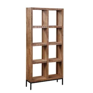 Jordan 69 In. Tall Brown Wood 8-Shelf Standard Etagere Bookcase with Metal Legs