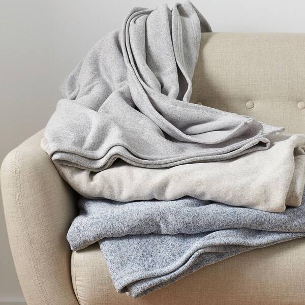 The Company Store Sweatshirt Knit Koala Gray Reversible Throw