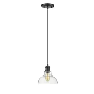Carver 1-Light Black Pendant with Clear Glass Shade