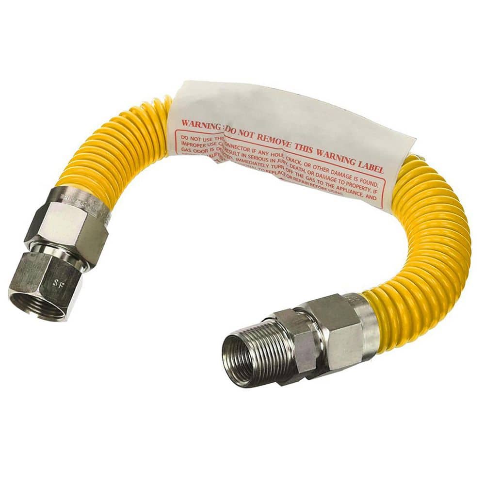 12 Inch Gas Connector with Fittings, Yellow Coated Gas Connector, 1/2 in. OD, 3/8 in. FIP x 1/2 in. MIP Connection price history on PriceWatchPro