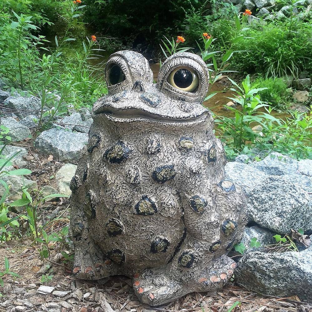 Large Natural Brown Resin Whimsical Toad Garden Statue