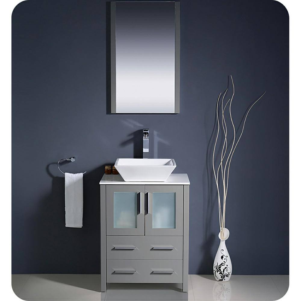 Torino 24" Gray Engineered Wood Modern Freestanding Vanity Cabinet
