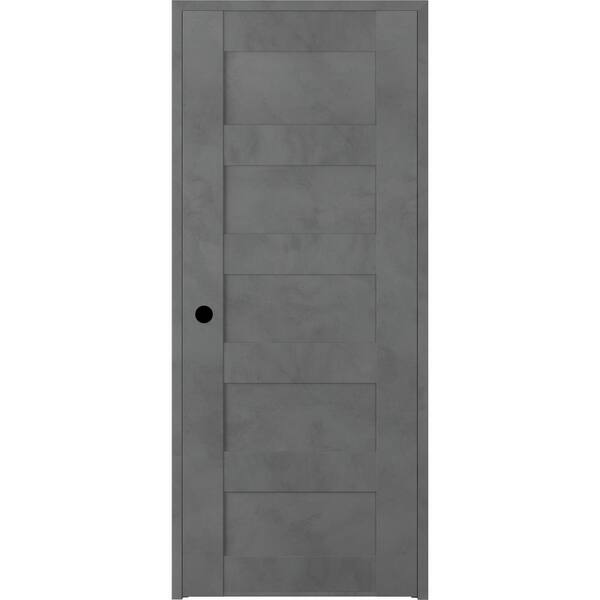 Unbranded 28 in. x 80 in. Vona Right-Handed Solid Core Dark Urban Textured Wood Single Prehung Interior Door