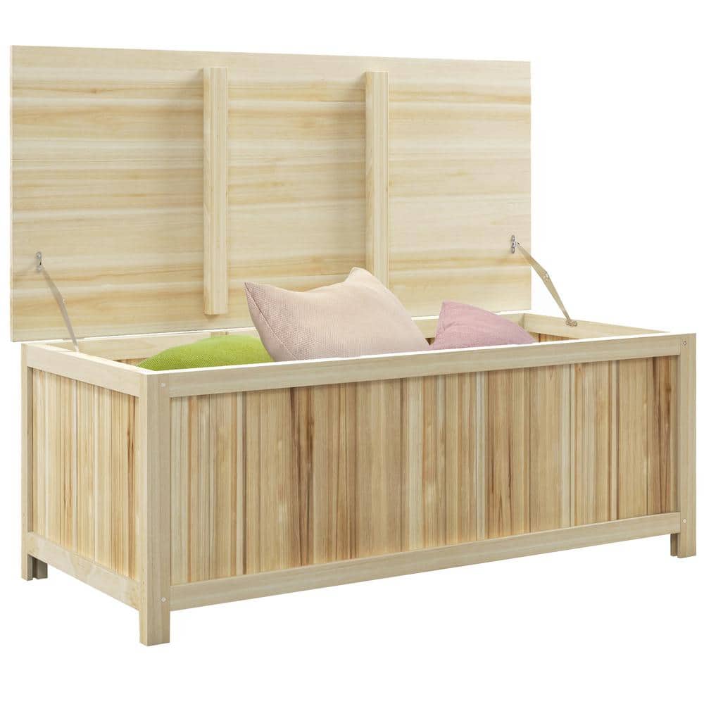 46 Gal. Outdoor Deck Box, Wooden Storage Box Garden Storage Container for B