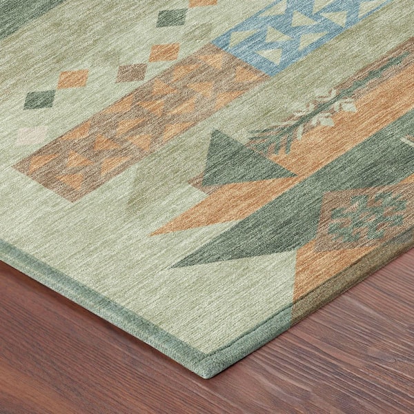 Chantille Machine Washable Indoor/Outdoor Abstract ACN2499 Sage 5 ft. x 7 ft. 6 in. Area Rug