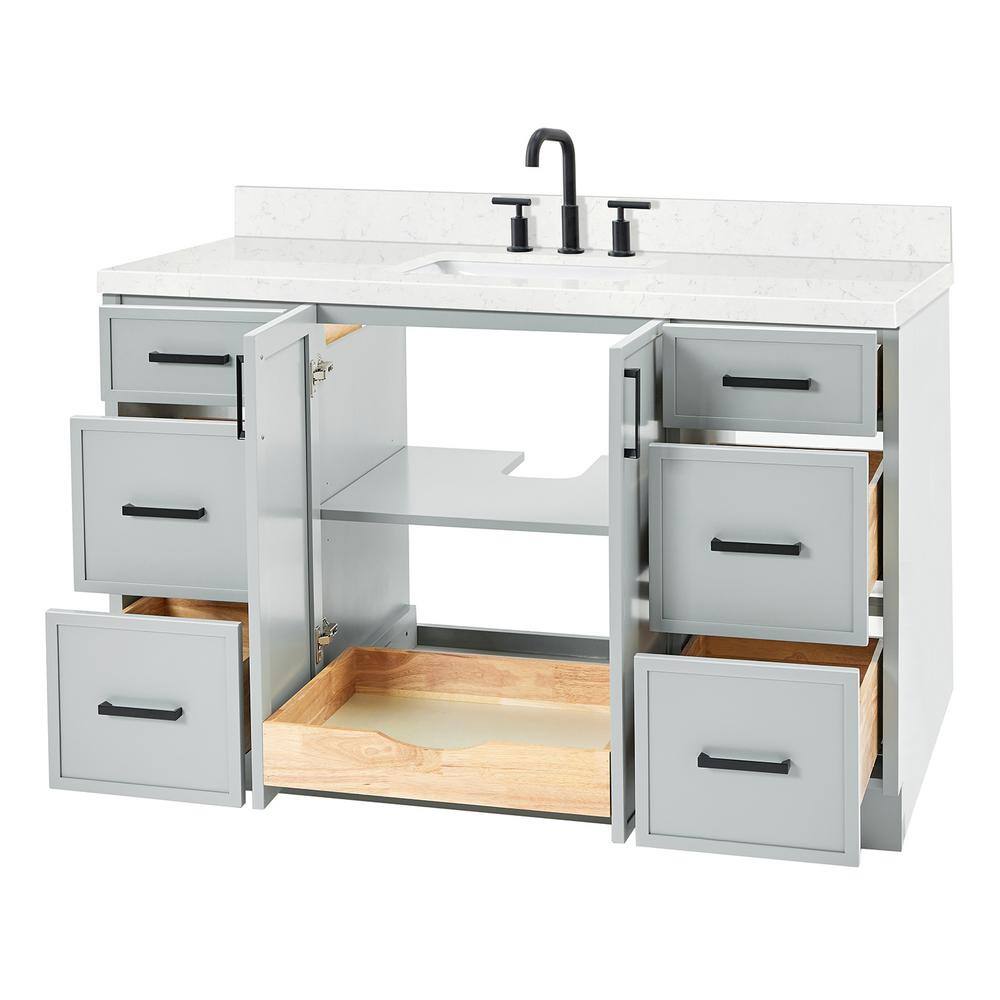 Kelly Gray 54" Single Sink Bathroom Vanity with Carrara Quartz Top