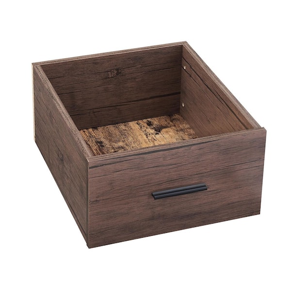 Brown Rustic Nightstands Set of 2, Modern Bedside Tables with Drawer and Storage Shelves, Industrial End Tables