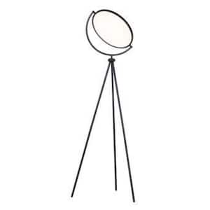 60 in. Black LED Tripod Color Changing Floor Lamp with Globe