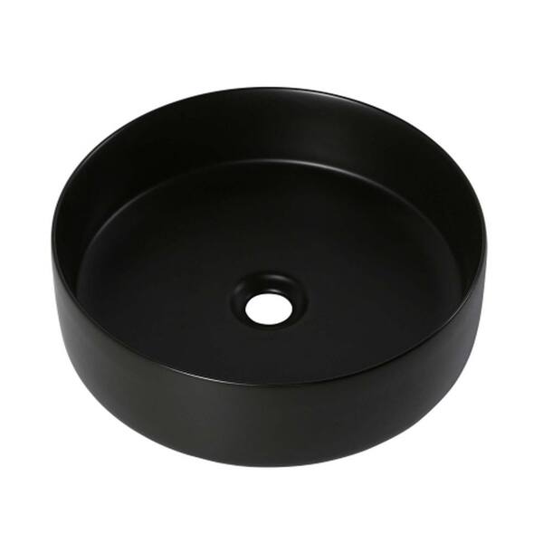 FUNKOL Bathroom Black Ceramic Round Vessel Sink