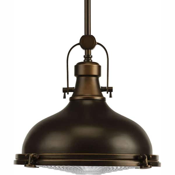 Fresnel Lens Collection 12 in. 1-Light LED Oil Rubbed Bronze Fresnel Glass Coastal Pendant Kitchen Light